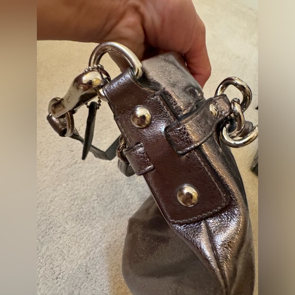 Coach Brooke Convertible Pewter Silver Metallic Shoulder Bag like new - Picture 12 of 16